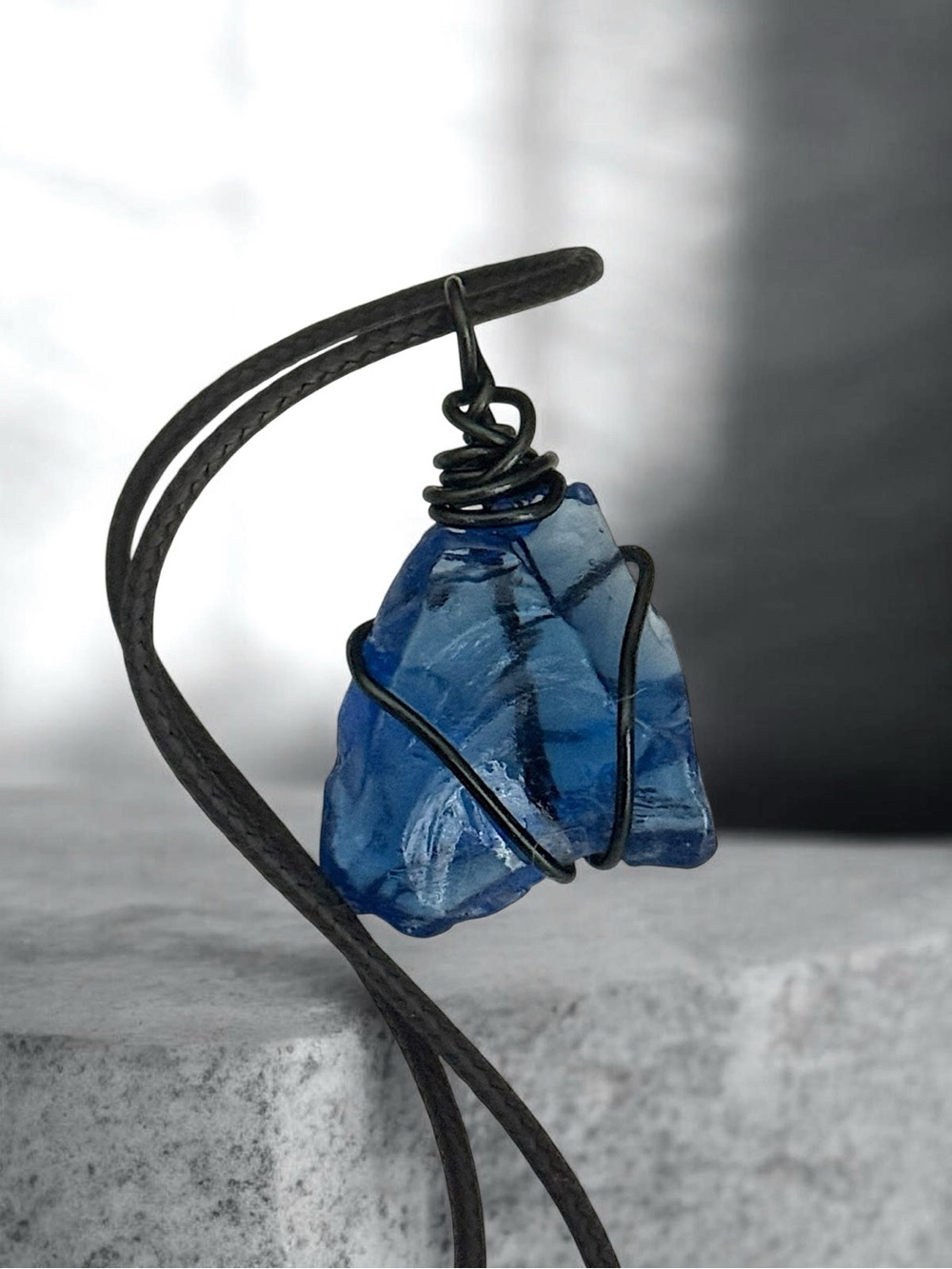 5 For $25💫Handcrafted Blue Sea Glass Pendant Necklace - Artisan Wire-Wrapped